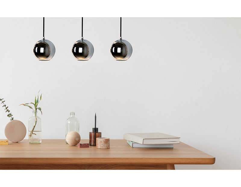Chrome Globe Pendant Light with Braided Cable