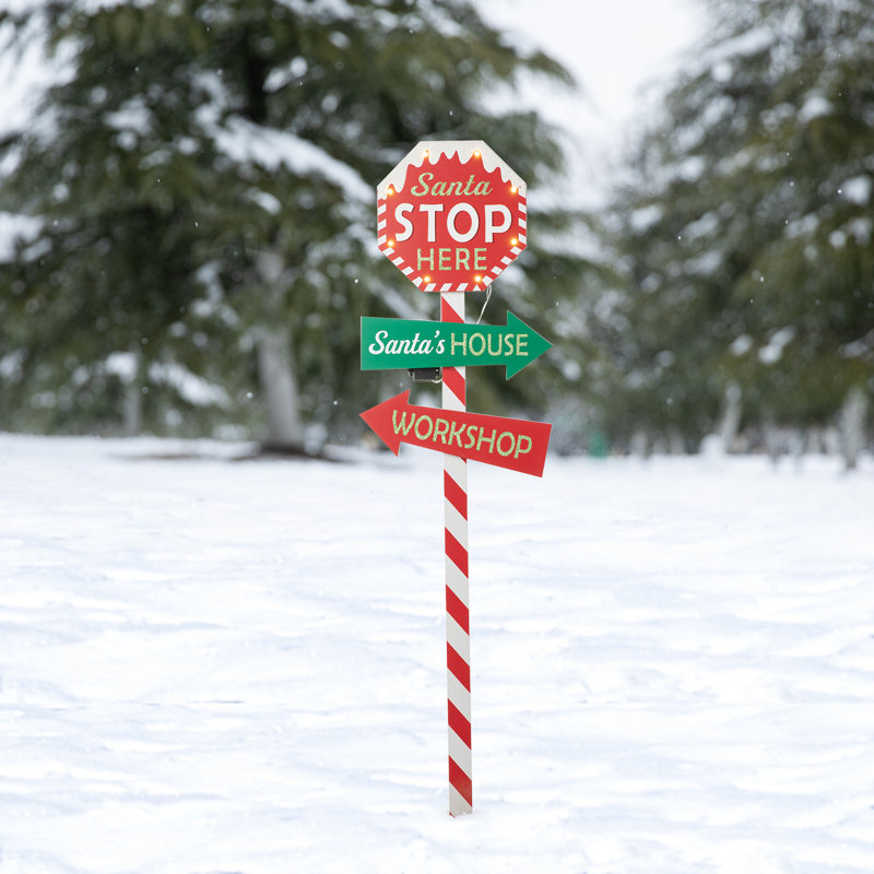 Candy Cane LED Wooden Christmas Yard Stake