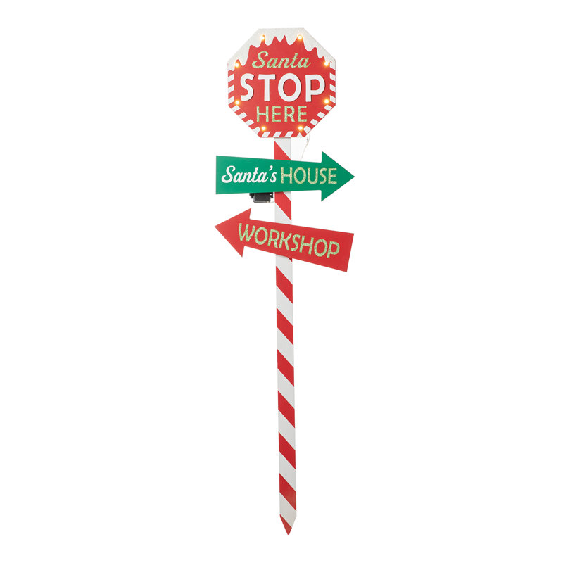 Candy Cane LED Wooden Christmas Yard Stake