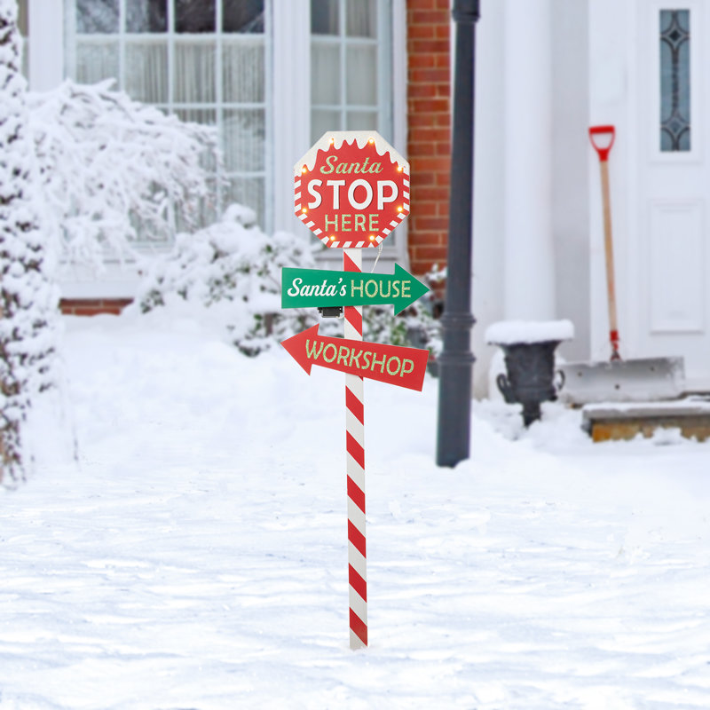 Candy Cane LED Wooden Christmas Yard Stake