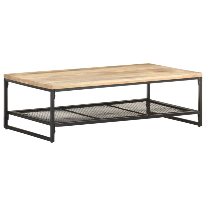 Rustic Mango Wood and Metal Coffee Table with Shelf