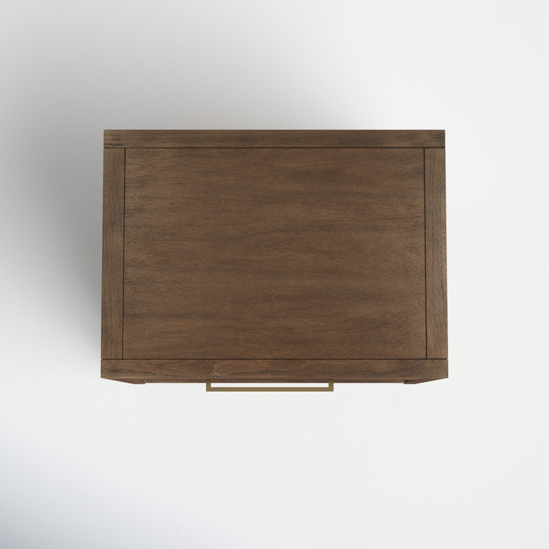 Ariella Brown Mahogany 1-Drawer Nightstand with Brass Pull