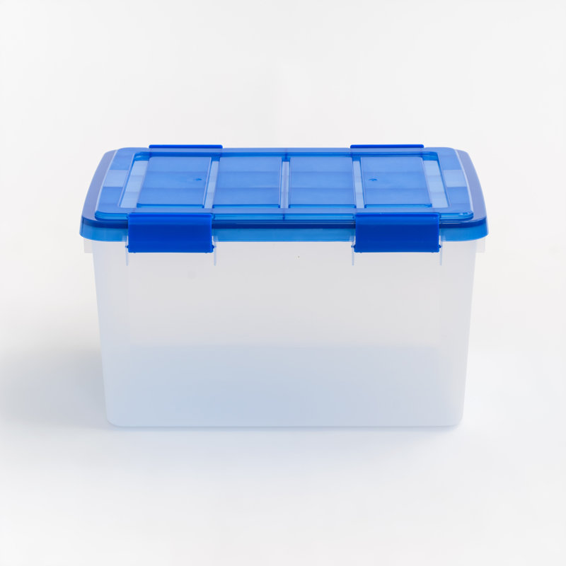 Set of 4 Clear Blue 44 Quart Stackable Storage Bins