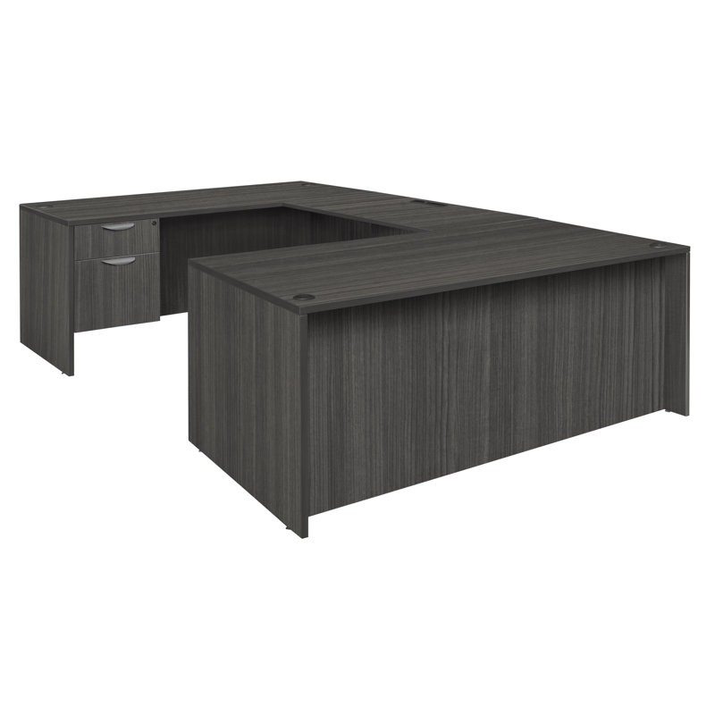 Legacy Ash Grey U-Shaped Desk with File Storage