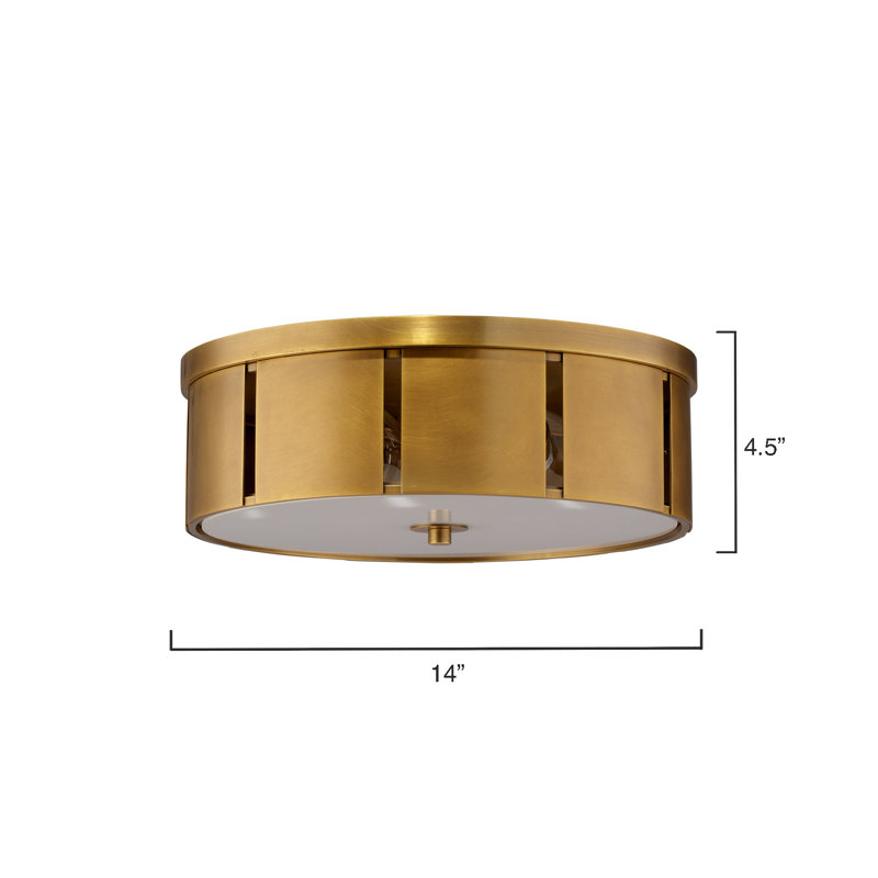 Antique Brass Drum Flush Mount Ceiling Light with Acrylic Diffuser