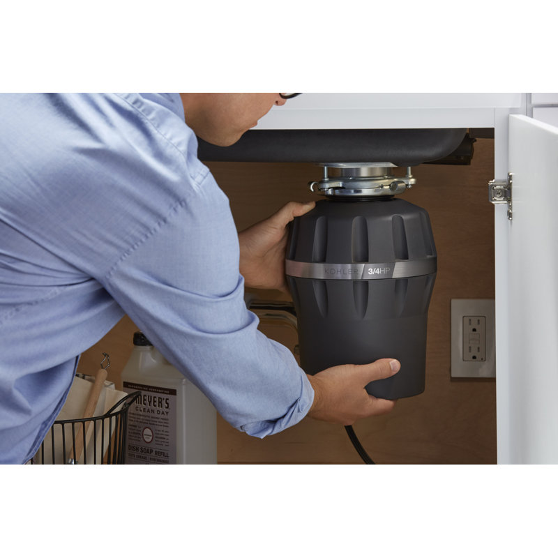 Charcoal Stainless Steel Continuous Feed Garbage Disposal 3/4 HP