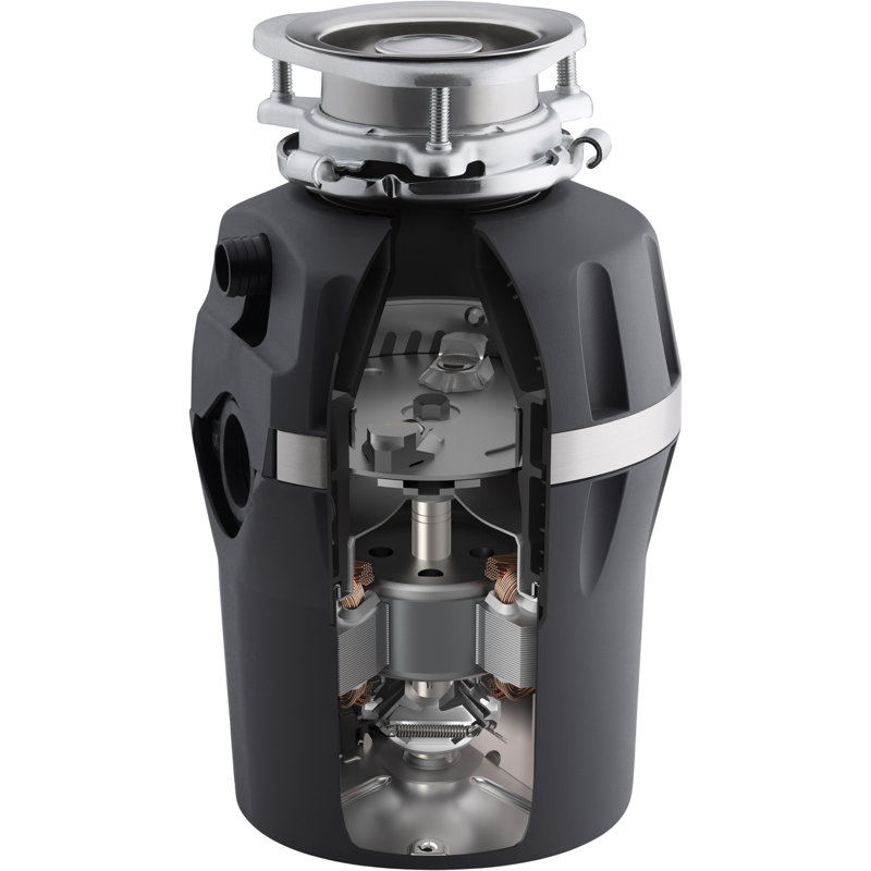 Charcoal Stainless Steel Continuous Feed Garbage Disposal 3/4 HP