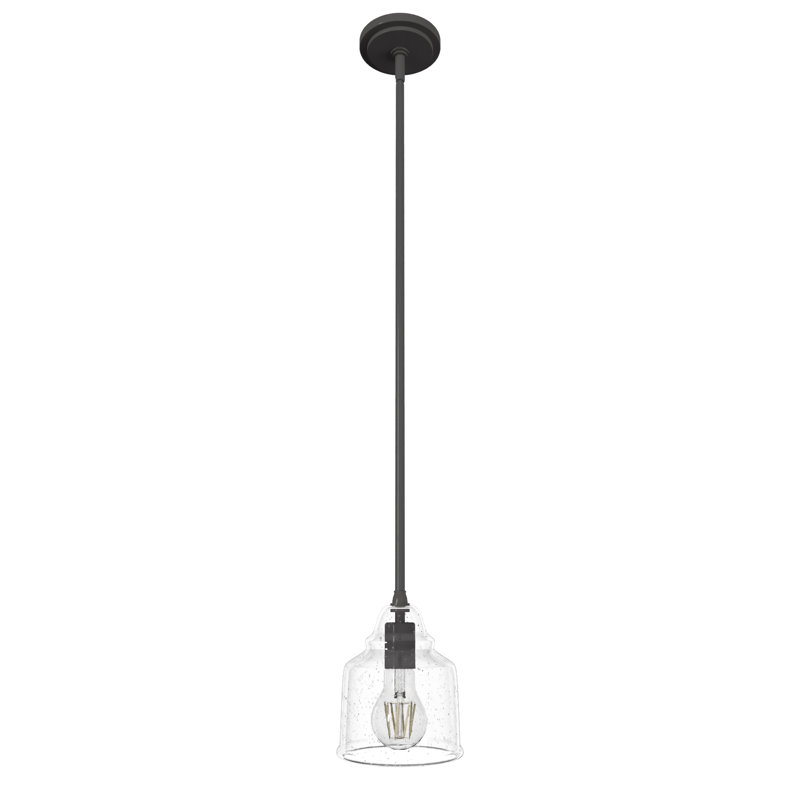 Noble Bronze Mini Pendant with Seeded Glass Shade