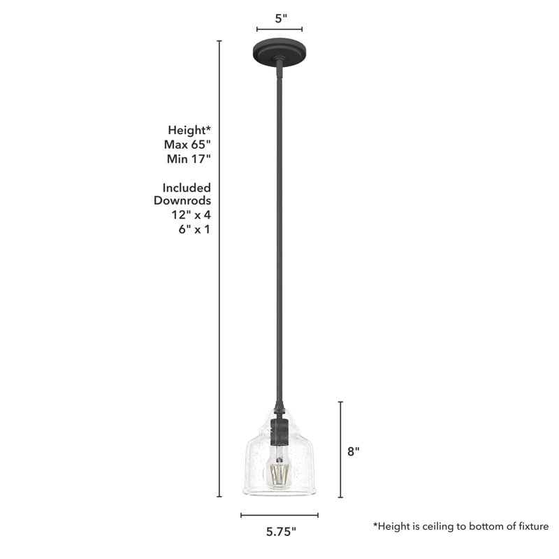 Noble Bronze Mini Pendant with Seeded Glass Shade