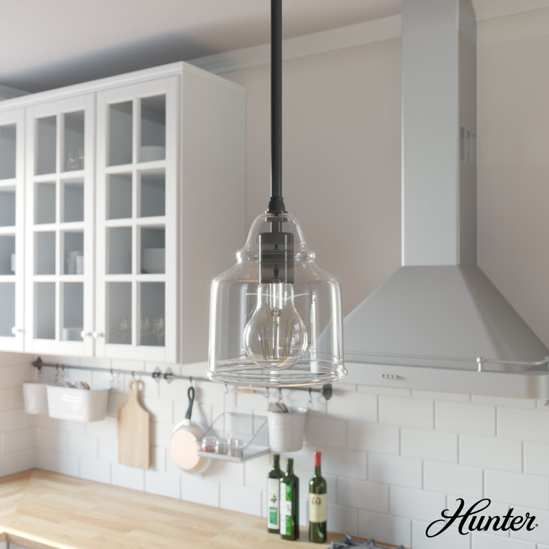 Noble Bronze Mini Pendant with Seeded Glass Shade