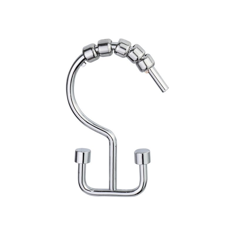 Chrome Rust Resistant Double Hook Shower Curtain Rings, Set of 12