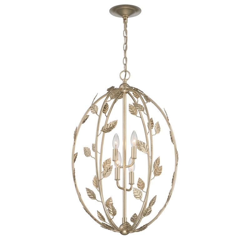 Avon Elegance 18" Champagne Silver Leaf Cage Chandelier