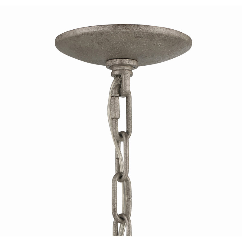 Light Sand Mercury Glass Drum Chandelier with 3 Lights