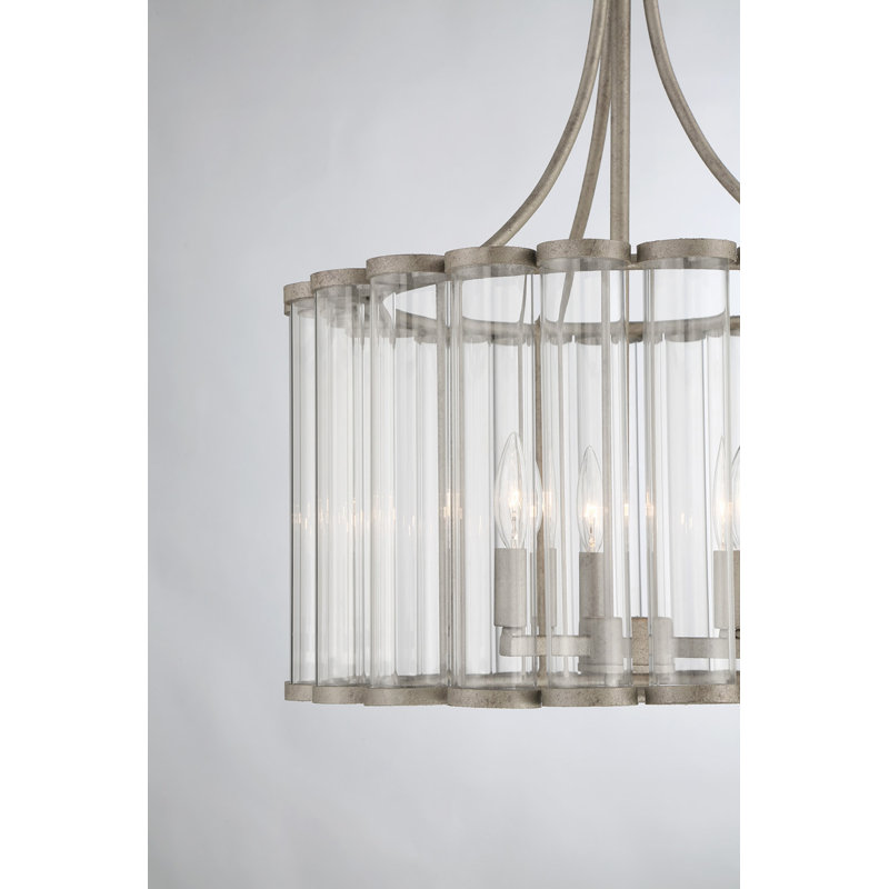 Light Sand Mercury Glass Drum Chandelier with 3 Lights
