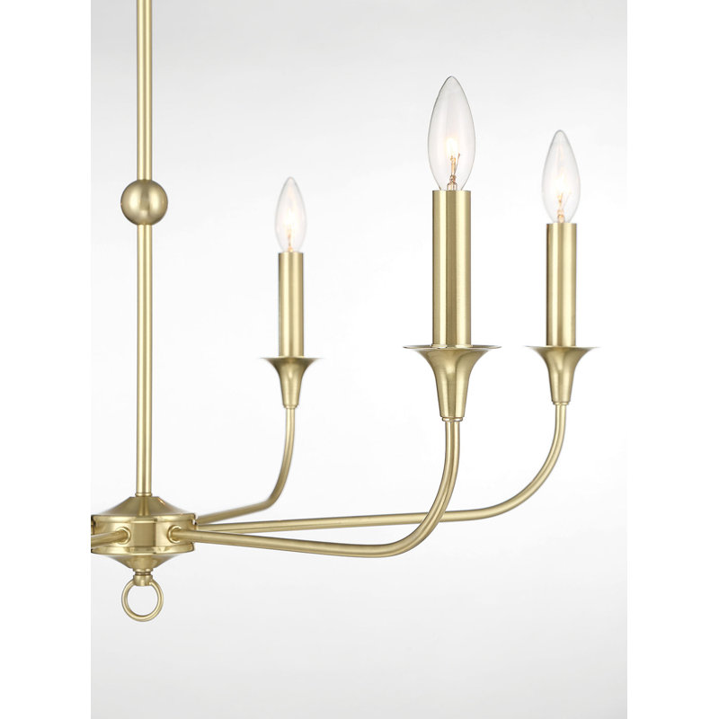 Charlotte Satin Brass 6-Arm Candle Style Chandelier