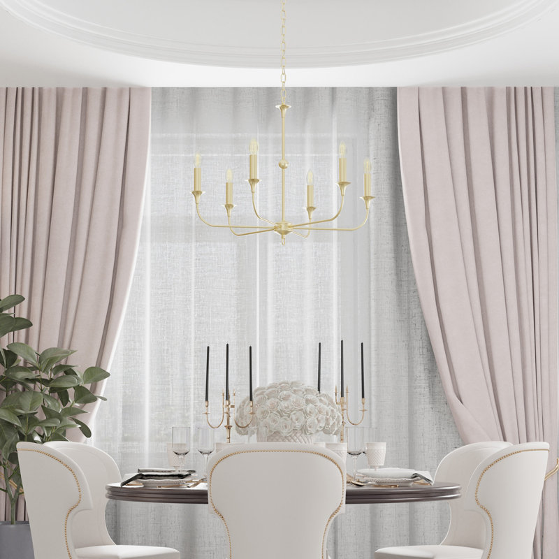 Charlotte Satin Brass 6-Arm Candle Style Chandelier