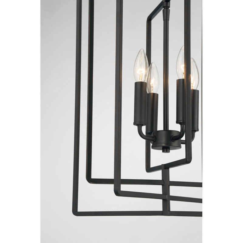Aldren Oil-Rubbed Bronze 4-Light Geometric Chandelier