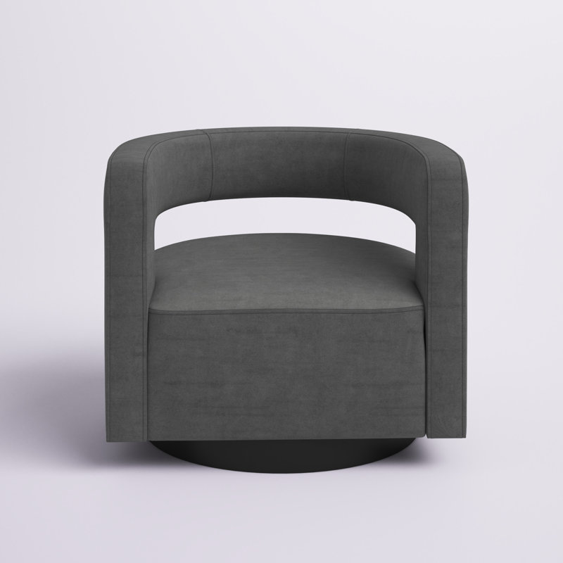 Gray Velvet Swivel Accent Chair with Cutaway Design