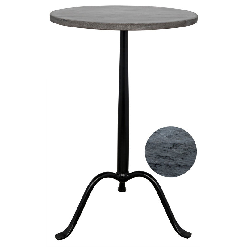Cosmopolitan Black and Gray Marble Round Side Table