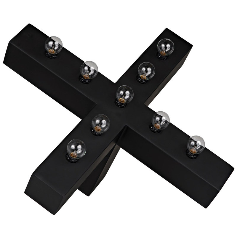 Black Metal 9-Light Modern Table Lamp with Clear Bulbs