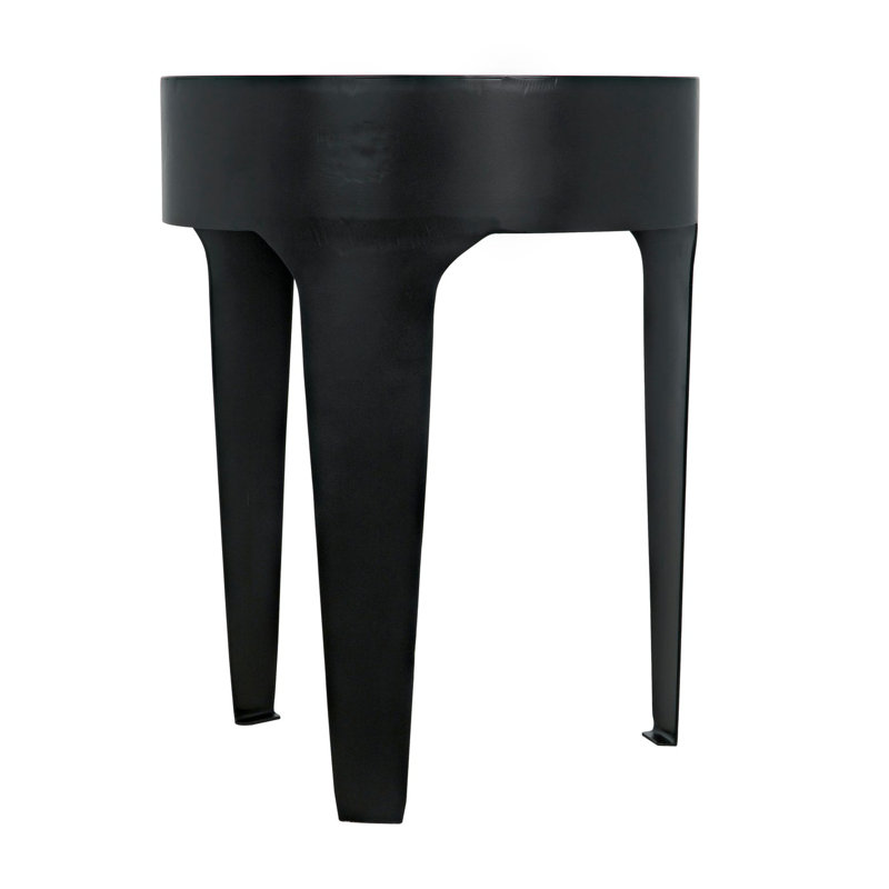 Round Black Marble Top 18" Metal Accent Table