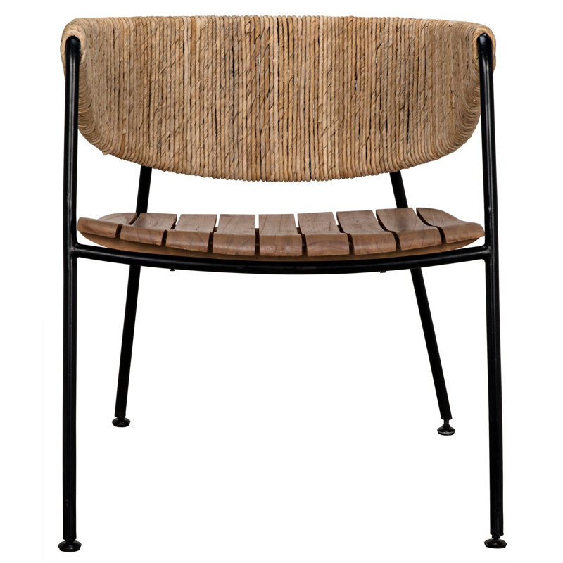 Helena Coastal-Inspired Metal & Seagrass Upholstered Armchair
