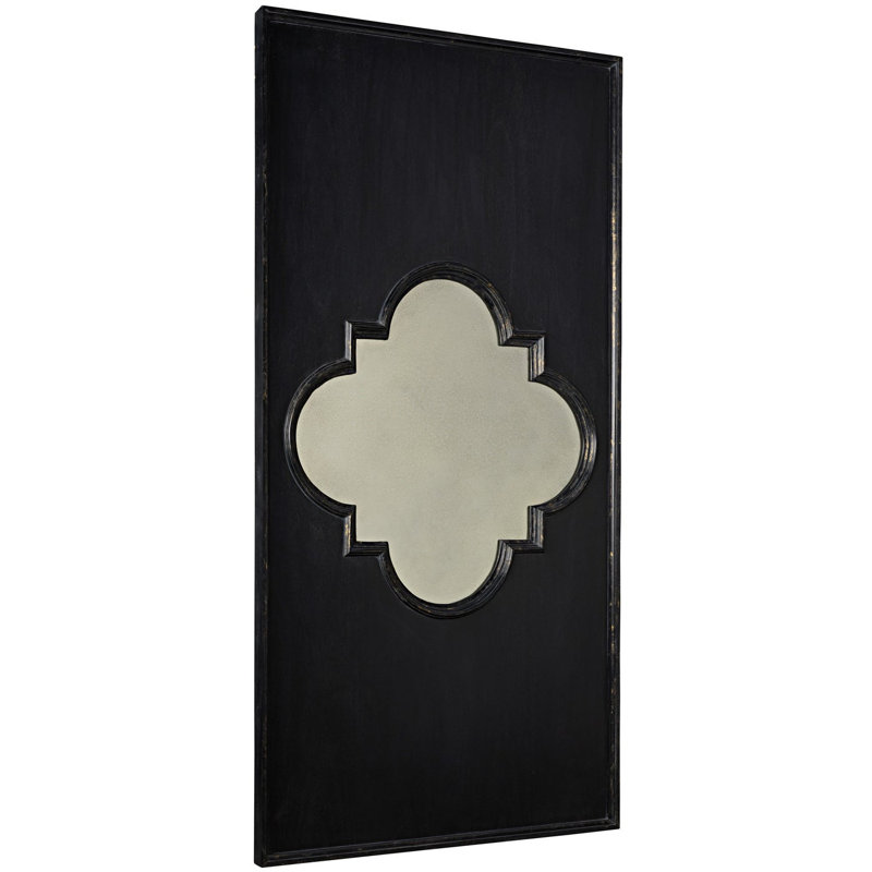 Hand Rubbed Black Mahogany Mirror with Gold Trim