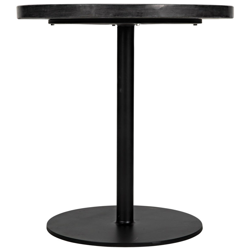Minimalist Black Marble Round Pedestal End Table with Metal Base