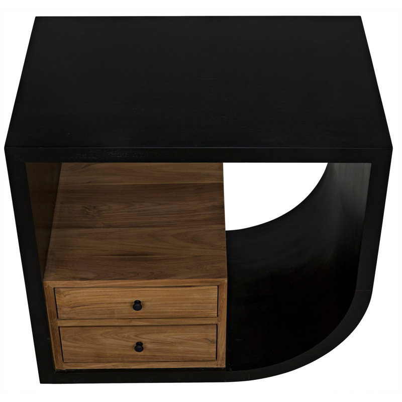 Burton Dual-Finish Mahogany and Teak Side Table with Storage