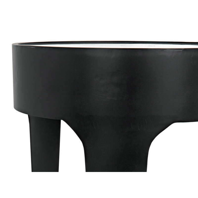 Round Black Marble Top 18" Metal Accent Table