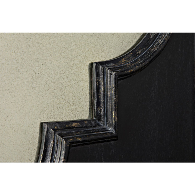 Hand Rubbed Black Mahogany Mirror with Gold Trim