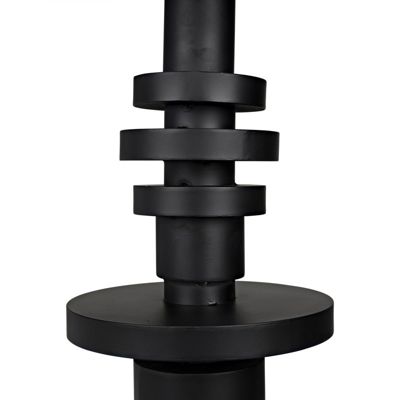 Noir Elegance 60W Black Metal Floor Lamp with Modern Shade