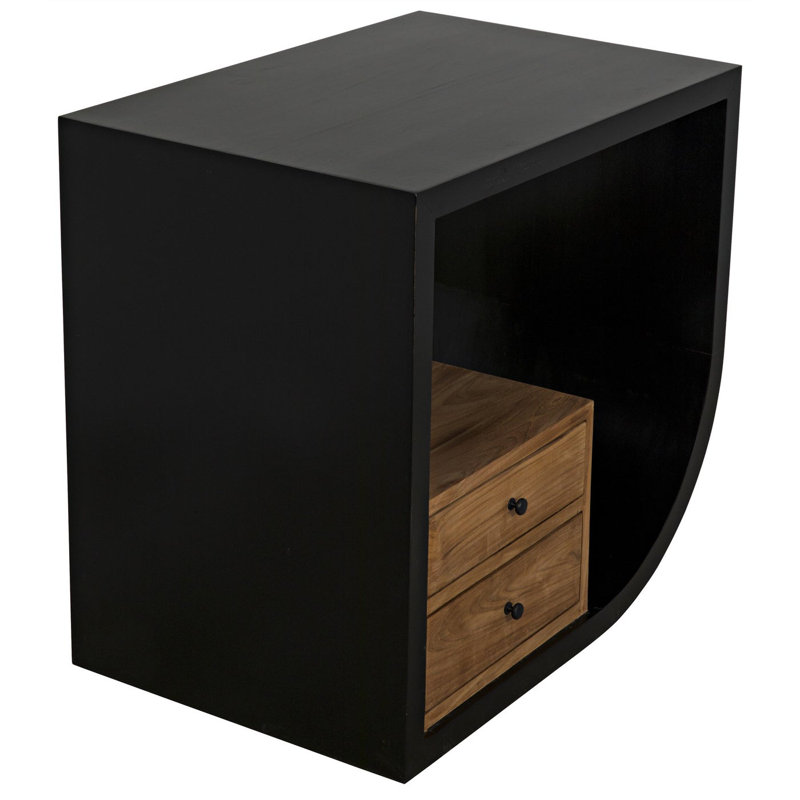 Burton Dual-Finish Mahogany and Teak Side Table with Storage