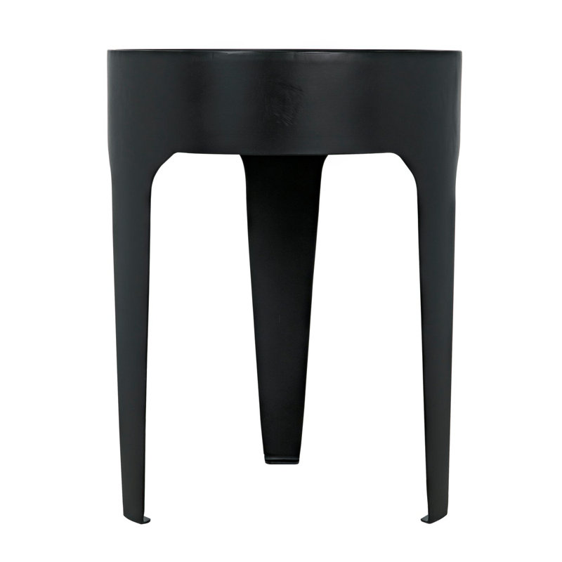 Round Black Marble Top 18" Metal Accent Table