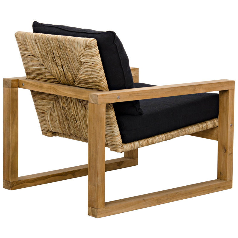 Regine Handcrafted Black Teak Wood Accent Chair