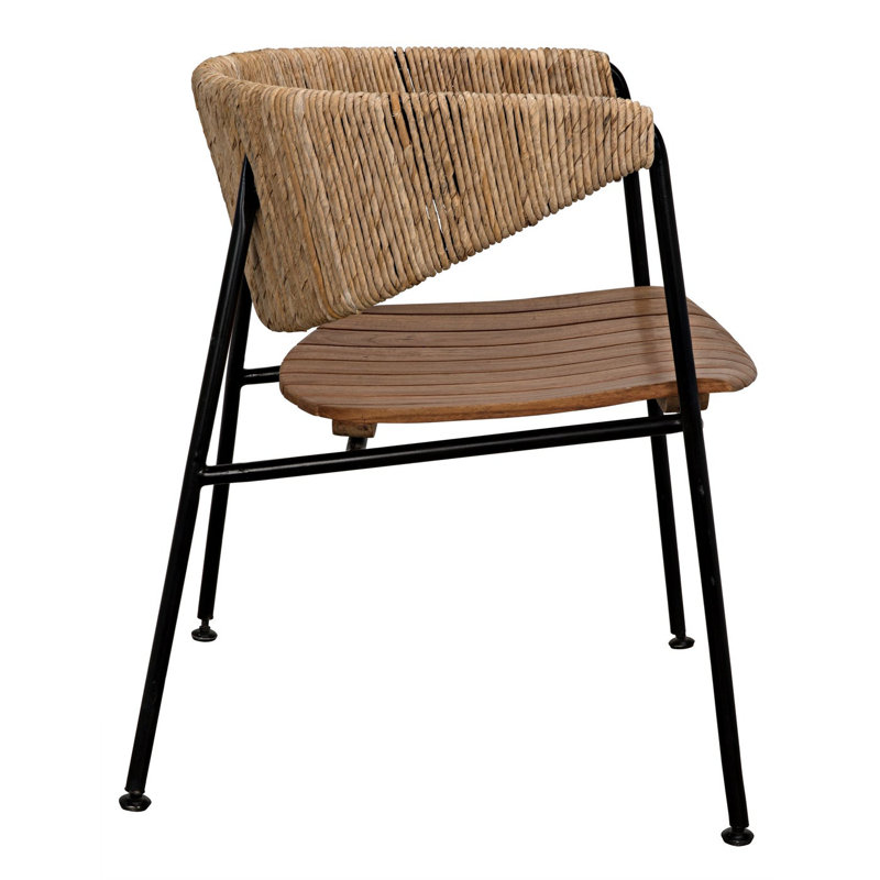 Helena Coastal-Inspired Metal & Seagrass Upholstered Armchair