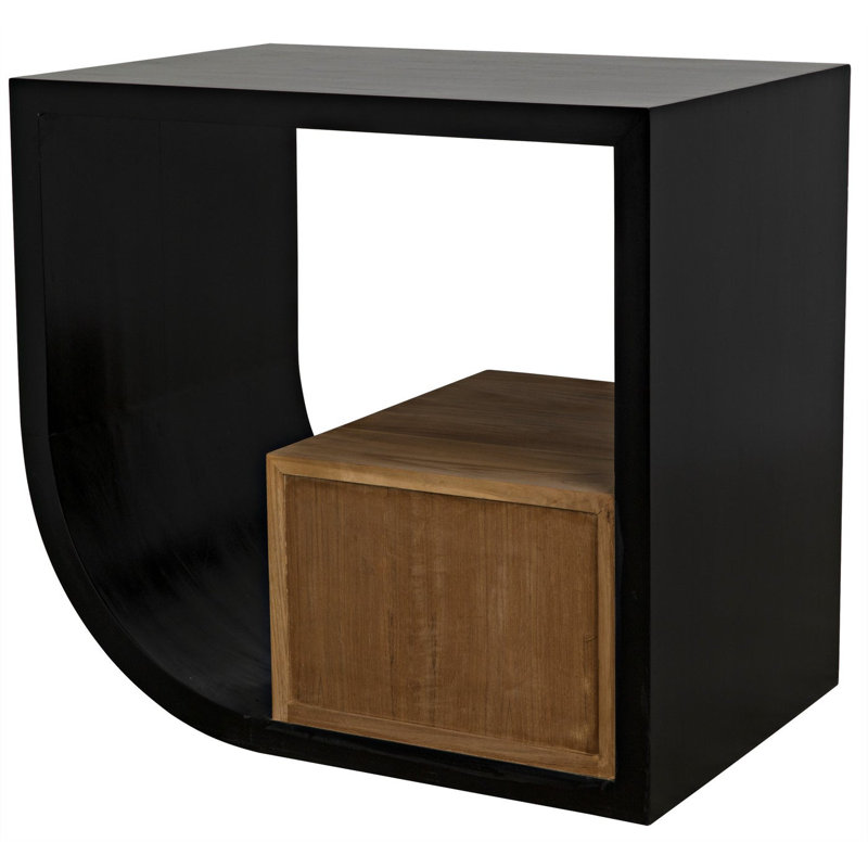 Burton Dual-Finish Mahogany and Teak Side Table with Storage