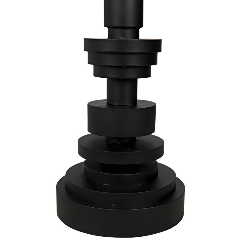 Noir Elegance 60W Black Metal Floor Lamp with Modern Shade