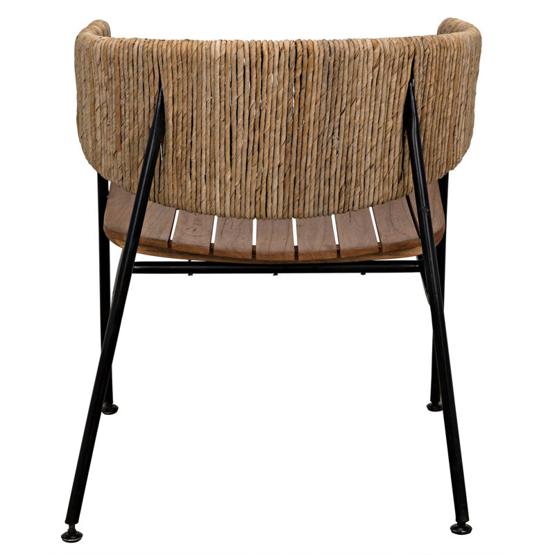 Helena Coastal-Inspired Metal & Seagrass Upholstered Armchair