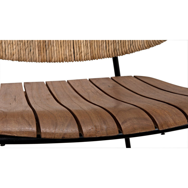 Helena Coastal-Inspired Metal & Seagrass Upholstered Armchair