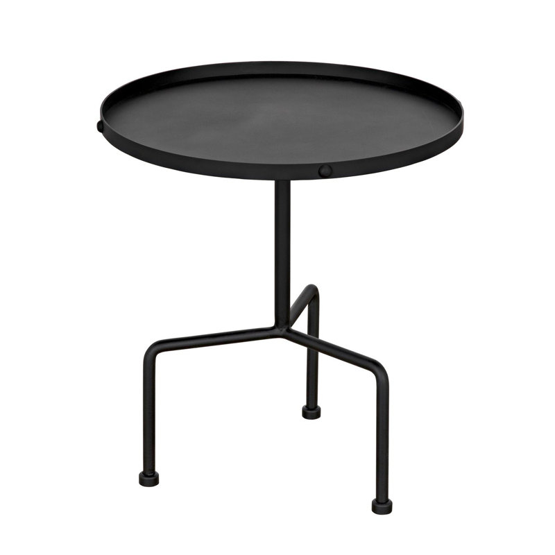 Paige 23" Round Black Metal Tray Top End Table