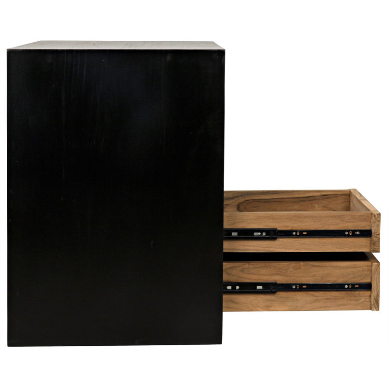 Burton Dual-Finish Mahogany and Teak Side Table with Storage