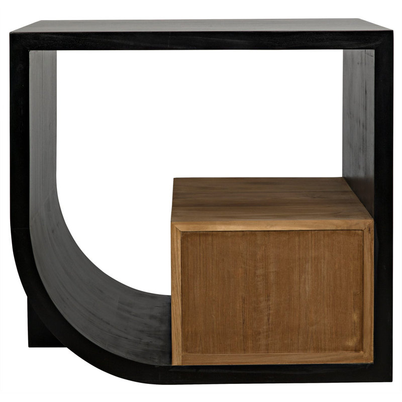 Burton Dual-Finish Mahogany and Teak Side Table with Storage