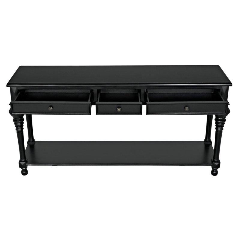 Colonial Elegance 72'' Distressed Black Solid Wood Console With Storage