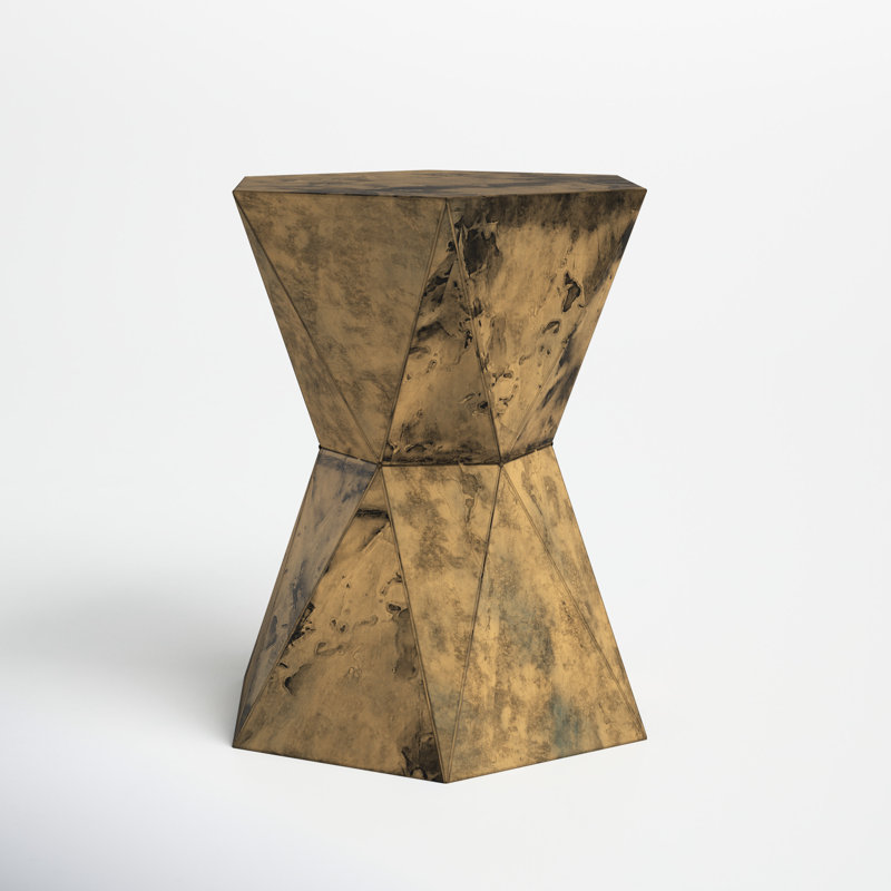 Cosmic Rustic Patina Iron Prism Side Table 19"x16.5"