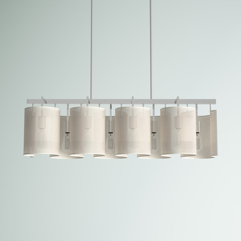 Matte White and Chrome 8-Light Island Chandelier
