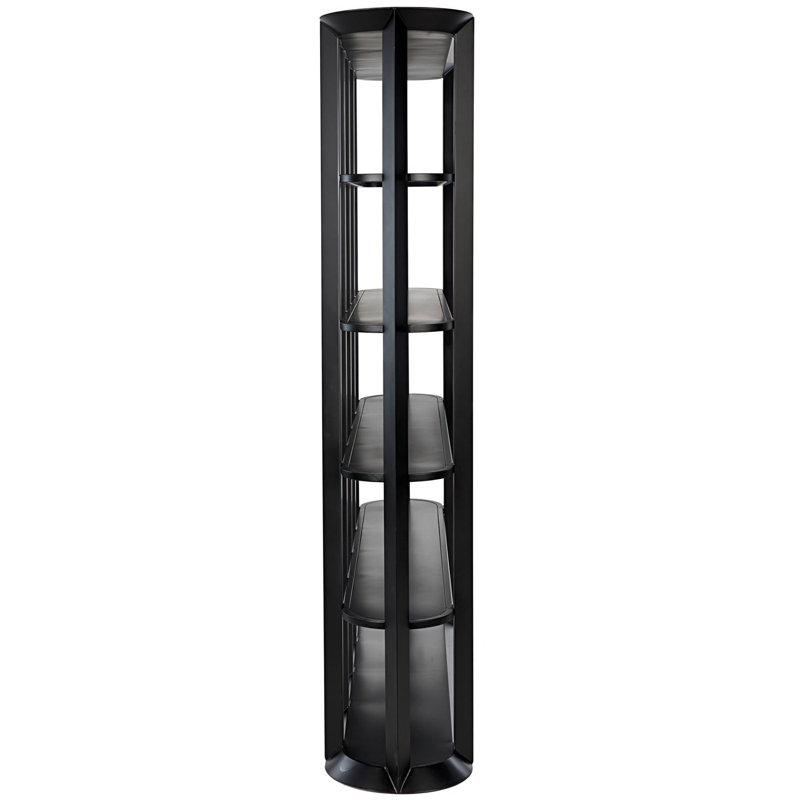 Black Industrial Metal and Wood Bookcase