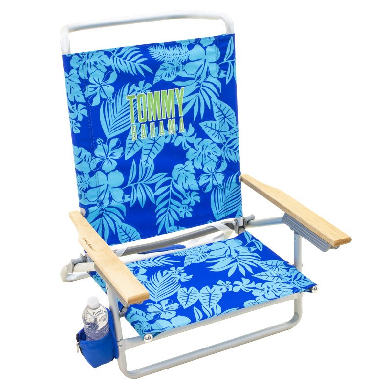 Tommy Bahama 5-Position Lightweight Aluminum Beach Chair with Cup Holder, Blue