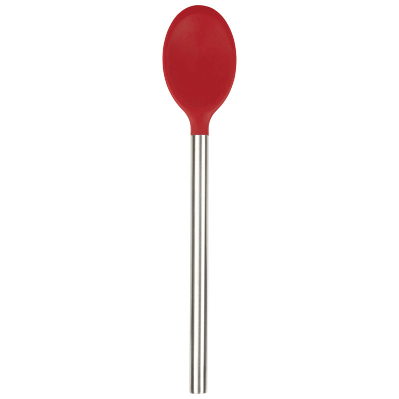 Cayenne Red Silicone Mixing Spoon with Stainless Steel Handle
