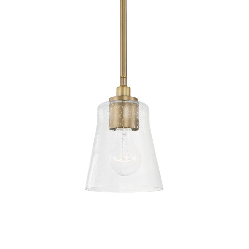 Baker Mini Pendant in Aged Brass with Seeded Glass